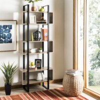 Safavieh FOX4278A Adhara Retro Mid Century Wood Etagere, Light Brown & Black