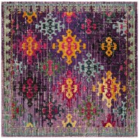 SAFAVIEH Monaco Collection MNC244P Purple / Multi Rug 6'-7 X 6'-7 Square