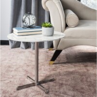 SAFAVIEH Winnie Round Side Table White / Chrome