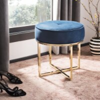 Safavieh OTT6201B Angelea Round Ottoman, Navy & Brass