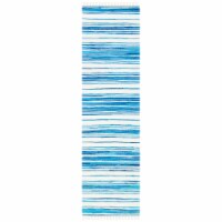 Safavieh RAR126B-211 2 ft. - 3 in. x 11 ft. Rag Hand Woven Runner Rug - Ivory & Blue