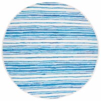 Safavieh RAR126B-4R 4 x 4 ft. Rag Hand Woven Rug, Round - Ivory & Blue