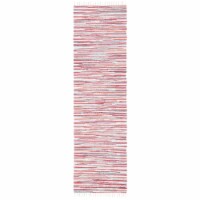 Safavieh RAR129R-210 2 ft.-3 in. x 10 ft. Rag Rug Hand Woven Runner Area Rug, Red & Multi-Col