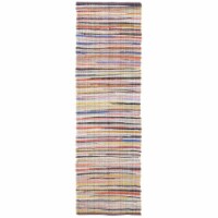Safavieh RAR240A-27 2 ft.-3 in. x 7 ft. Rag Rug Hand Woven Runner Area Rug, Ivory & Multi-Col