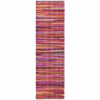 Safavieh RAR240D-212 2 ft.-3 in. x 12 ft. Rag Rug Hand Woven Runner Area Rug, Red & Multi-Col