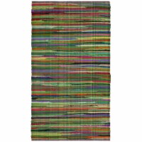 Safavieh RAR240E-25 2 ft.-3 in. x 5 ft. Rag Rug Hand Woven Runner Area Rug, Green & Multi-Col