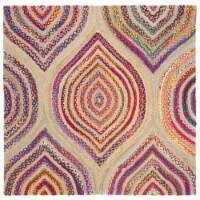 SAFAVIEH Cape Cod CAP605A Handwoven Natural / Multi Rug 6' square