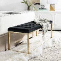 SAFAVIEH Reynolds Velvet Bench Black / Brass