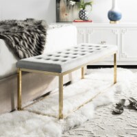 SAFAVIEH Reynolds Velvet Bench Grey / Brass