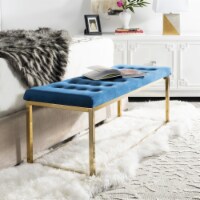 SAFAVIEH Reynolds Velvet Bench Navy / Brass