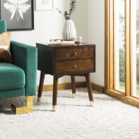 SAFAVIEH Lyla Mid-Century Retro Silver Cap Nightstand Walnut / Gold