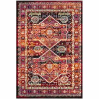 Safavieh CHR920Z-5 Cherokee Power Looomed Medium Rectangular Area Rug, Black & Orange - 5 ft.