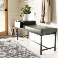 SAFAVIEH Maruka Bench With Storage Grey Wash / Dark Green
