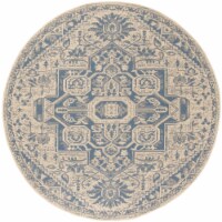 Safavieh LND138M-6R 6 ft. 7 in. x 6 ft. 7 in. Round Linden 100 Bohemian Area Rug - Blue & Cre