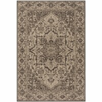 SAFAVIEH Outdoor LND139U Linden Collection Creme / Brown Rug 5' 3 x 7' 6