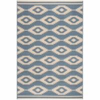 SAFAVIEH Outdoor LND171N Linden Collection Cream / Blue Rug 5' 3 x 7' 6