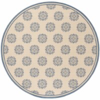 Safavieh LND181M-6R 6 ft. 7 in. x 6 ft. 7 in. Round Linden 100 Bohemian Area Rug - Blue & Cre
