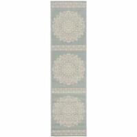 SAFAVIEH Outdoor LND183L Linden Collection Cream / Aqua Rug 2' 2 x 8'