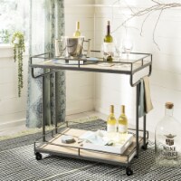 SAFAVIEH Dawson 2-Tier Rectangle Bar Cart Rustic Oak / Gunmetal