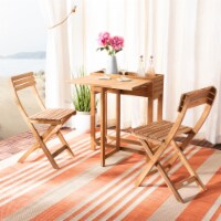 Safavieh PAT7046A Walten Flower Shelf Bistro Set, Natural - 3 Piece
