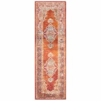 SAFAVIEH Crystal CRS500A Orange / Light Blue Rug 2' 2  x 9'