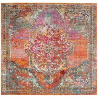 SAFAVIEH Crystal CRS502A Orange / Light Blue Rug 5' square
