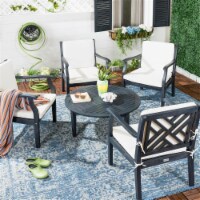 SAFAVIEH Outdoor Collection Anaheim 5-Piece Coffee Set Dark Slate Grey/Beige