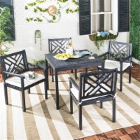 SAFAVIEH Outdoor Collection Bradbury 5-Piece Dining Set Dark Slate Grey/Beige