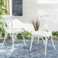 Safavieh PAT4029A-SET2 Outdoor Living Elia Chair - Distressed White, Set of 2