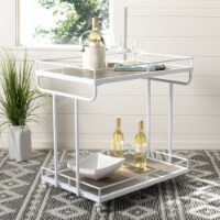 SAFAVIEH Dawson 2-Tier Rectangle Bar Cart Rustic Oak/ White