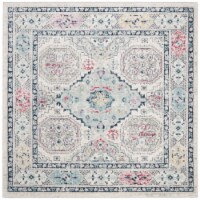Safavieh MAD925R-7SQ Madison 900 Power Loomed Square Area Rug, Light Grey & Fuchsia - 6 ft.-7