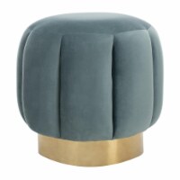 Safavieh SFV4707C Maxine Channel Tufted Ottoman, Seafoam & Gold