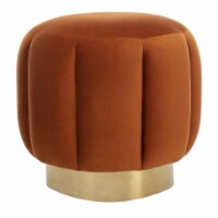 Safavieh SFV4707E Maxine Channel Tufted Ottoman, Sienna & Gold