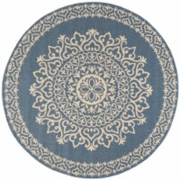 SAFAVIEH Indoor Outdoor BHS183N Beach House Cream / Blue Rug 6-7 X 6-7 Round