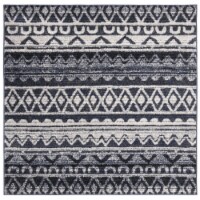 Safavieh ADR119M-6SQ Adirondack Bohemian Square Machine-Made Rugs, Ivory & Navy - 6 x 6 ft.