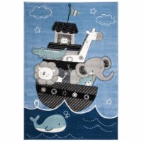 SAFAVIEH Carousel Kids Collection CRK121B Blue / Grey Rug 4' X 6'