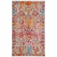 Safavieh CRS505A-25 2 ft. 2 in. x 5 ft. Crystal Rectangle Power-Loomed Rug - Light Blue & Ora
