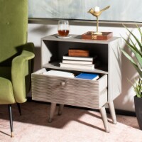 SAFAVIEH Brandy 1-Drawer Textured Nightstand Grey Walnut