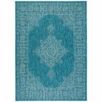 SAFAVIEH Outdoor CY8232-37221 Courtyard Teal / Ivory Rug 8' x 11'