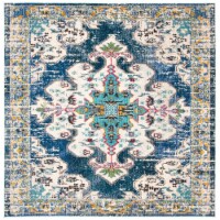 SAFAVIEH Madison Collection MAD452M Navy / Grey Rug 6'-7  X 6'-7  Square