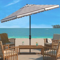 SAFAVIEH Outdoor Collection Vienna 11-Foot Round Crank Umbrella Grey/White