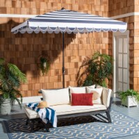 SAFAVIEH Outdoor Collection Vienna 7.5-Foot Square Crank Umbrella Navy/White