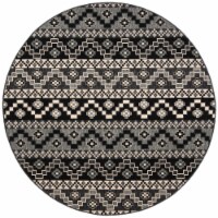 Safavieh VER095-0421-7R 6 ft. 7 in. x 6 ft. 7 in. Veranda Round Power Loomed Rug, Black & Bei