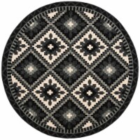 Safavieh VER096-0421-7R 6 ft. 7 in. x 6 ft. 7 in. Veranda Round Power Loomed Rug, Black & Bei