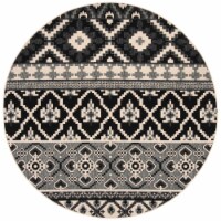Safavieh VER097-0421-7R 6 ft. 7 in. x 6 ft. 7 in. Veranda Round Power Loomed Rug, Black & Bei