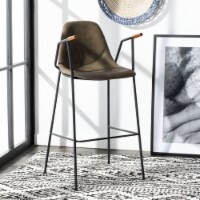 SAFAVIEH Tanner Mid-Century Bar Stool Olive / Black