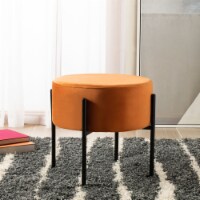 Safavieh OTT6202B 19.5 x 19.5 x 18 in. Lisbon Round Ottoman, Sienna & Black