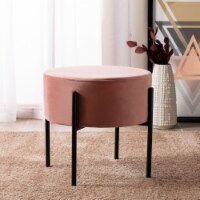 Safavieh OTT6202D 19.5 x 19.5 x 18 in. Lisbon Round Ottoman, Dusty Rose & Black