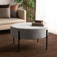 Safavieh OTT6203C 31.5 x 31.5 x 18 in. Lisbon Round Cocktail Ottoman, Grey & Black