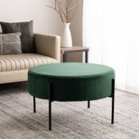 SAFAVIEH Lisbon Round Cocktail Ottoman Malachite Green / Black